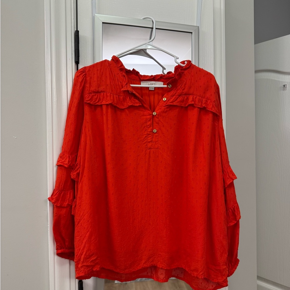 Loft orangee shirt with gold buttons